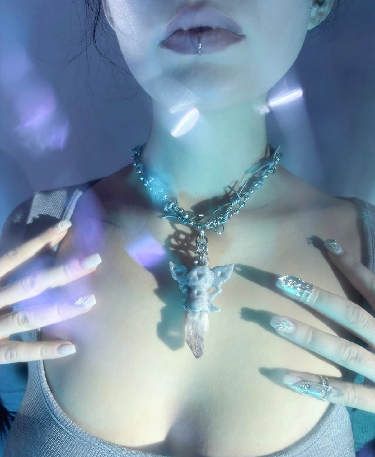 Cyb3rw3nch Expansion Crystal Key Necklace