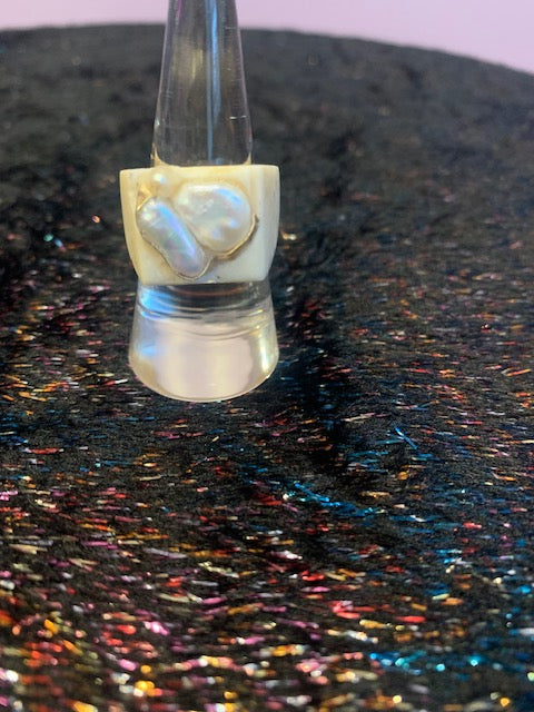 Bone and Pearl Ring by Gabrielle Valenti