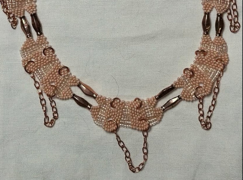 Daniela Mamon beaded blush lace collar necklace