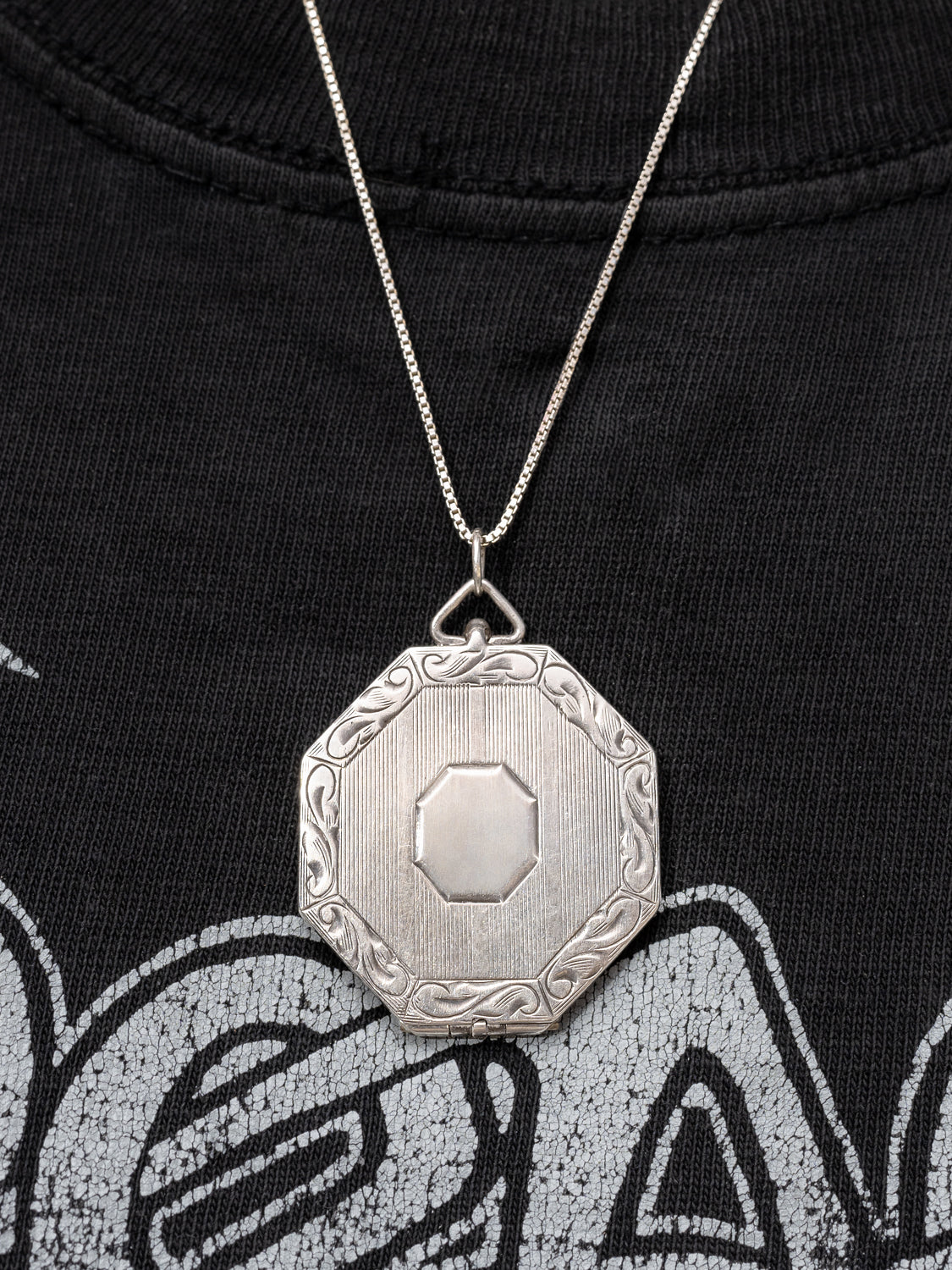 Pied a Terre Antique Edwardian Silver locket featuring interior image source from 1990s Playboy magazine