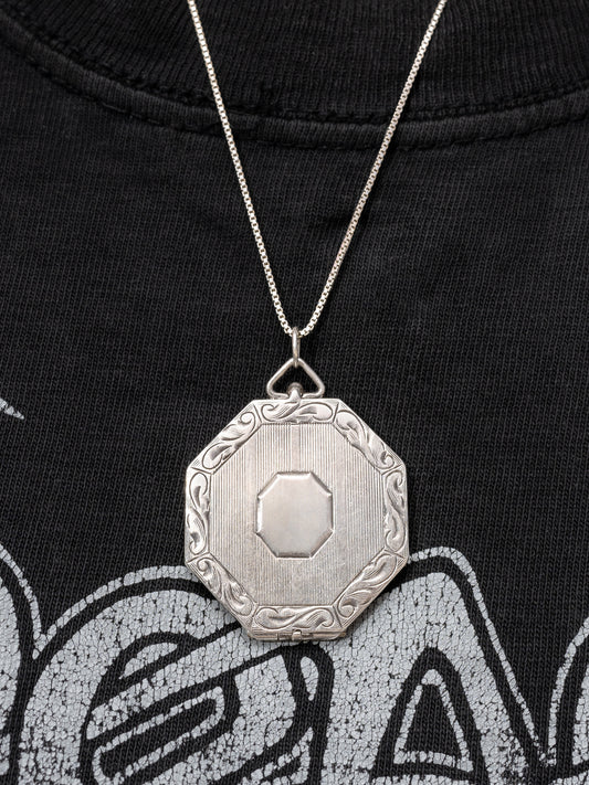 Pied a Terre Antique Edwardian Silver locket featuring interior image source from 1990s Playboy magazine