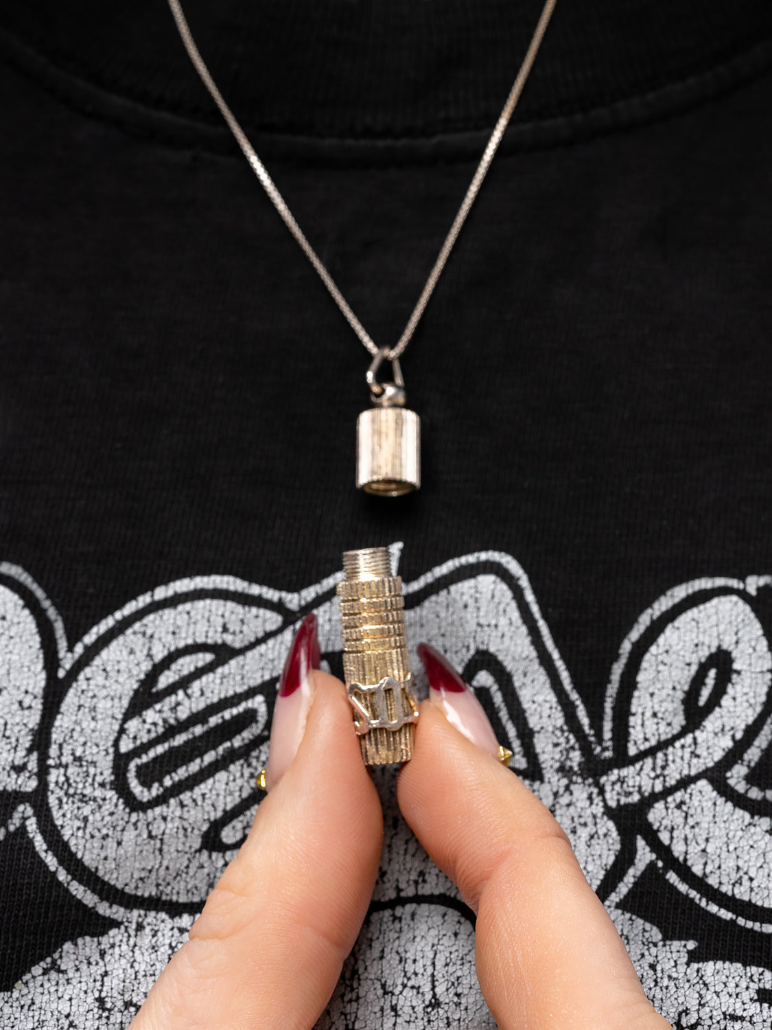 Pied a Terre Vintage silver SOS functional pillbox pendant