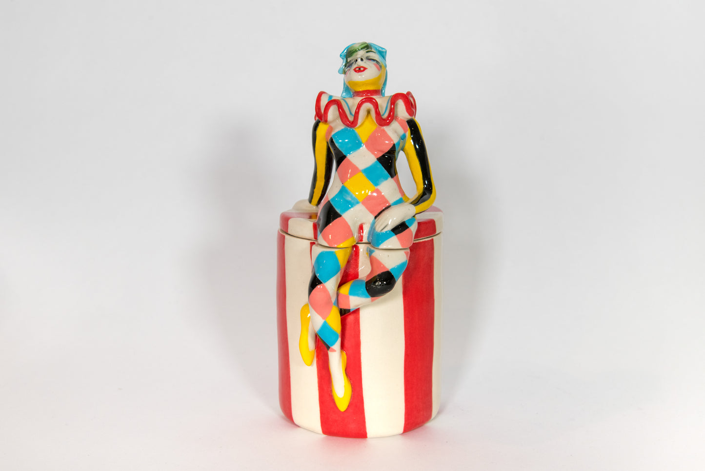 Jennifer Calandra Ceramic Harlequin Jar with Lid