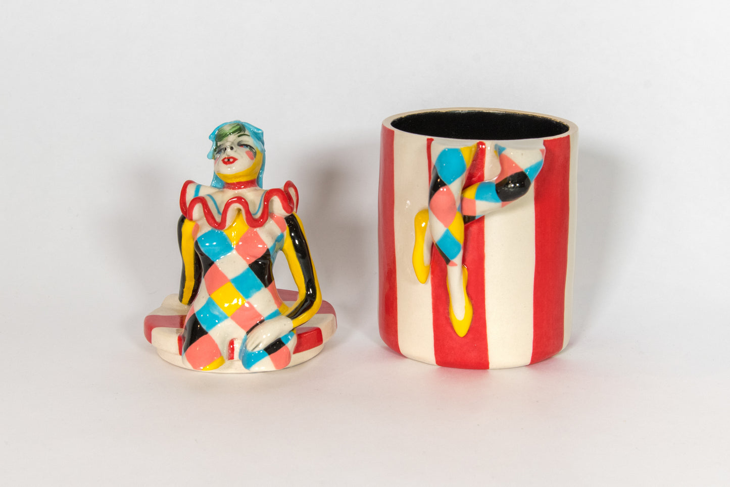 Jennifer Calandra Ceramic Harlequin Jar with Lid